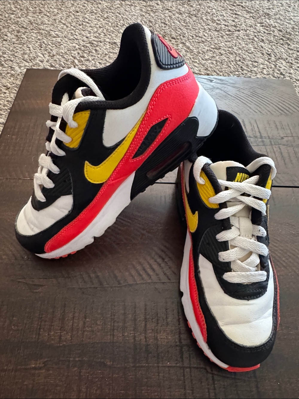 Nike Kids Sneakers in White, Black, Red & Yellow